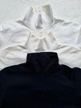 Women’s Lands’ End Turtleneck Bundle Black Ivory Sz L